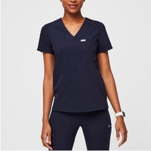 Figs Catarina One Pocket Scrub Top Navy Blue Women's Size XL